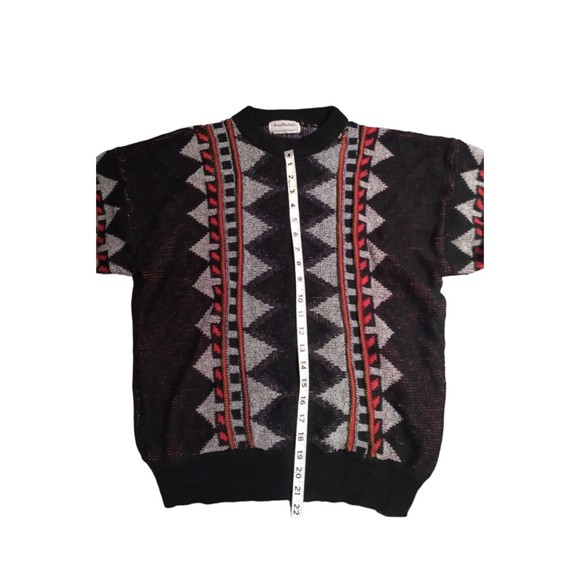 Vintage Men's Brian MacNeil Sweater Black Gray Red Italy Long Sleeve - Picture 5 of 9